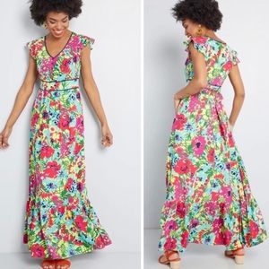 ModCloth Eyes On You Maxi Dress in Green Floral